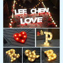 Load image into Gallery viewer, DIY White Plastic Letter LED Night Light Marquee Sign Alphabet Lights Lamp Home Culb Outdoor Indoor Wall Decoration