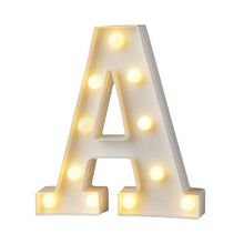 Load image into Gallery viewer, DIY White Plastic Letter LED Night Light Marquee Sign Alphabet Lights Lamp Home Culb Outdoor Indoor Wall Decoration
