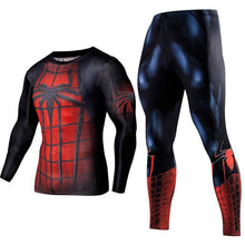 Load image into Gallery viewer, Men&#39;s Compression GYM training Clothes Suits workout Superman jogging Sportswear Fitness Dry Fit Tracksuit Tights 2pcs / sets